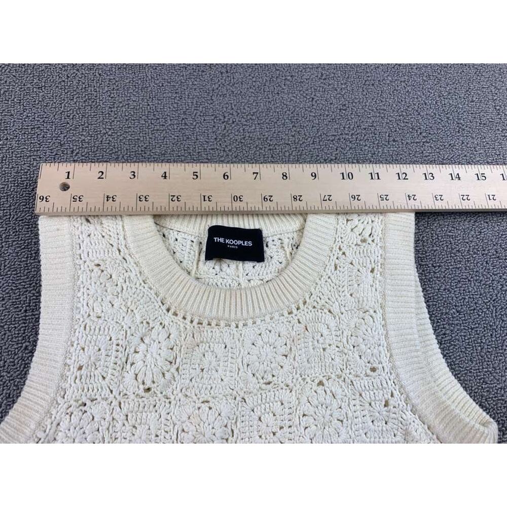 The‎ Kooples Crochet Knit Dress Women 1 Cream Sleeveless Crewneck Scallop Hem - Picture 4 of 10